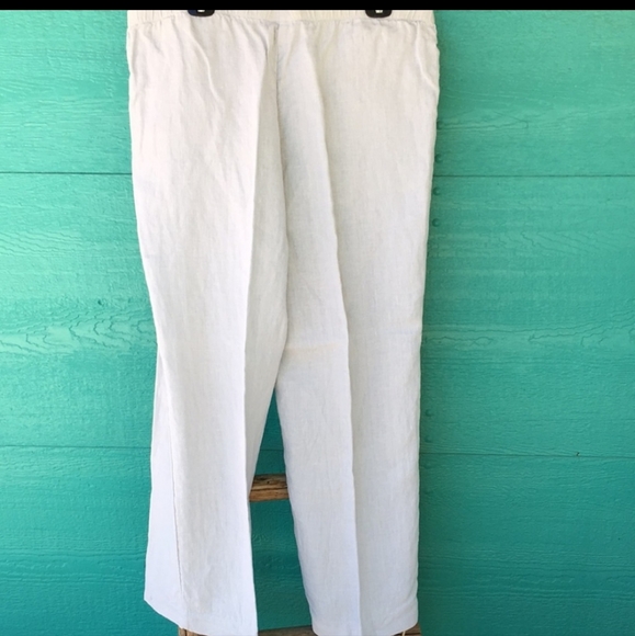 J.JILL NATURAL LINEN WIDE LEG PANTS WITH POCKETS - Picture 5 of 6